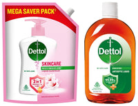 Dettol Antiseptic Liquid for First Aid, Surface Disinfection and Personal Hygiene, 550ml & Dettol Liquid Handwash Refill – Skincare Hand Wash- 1500ml | pH Balanced | 10x Better Germ Protection