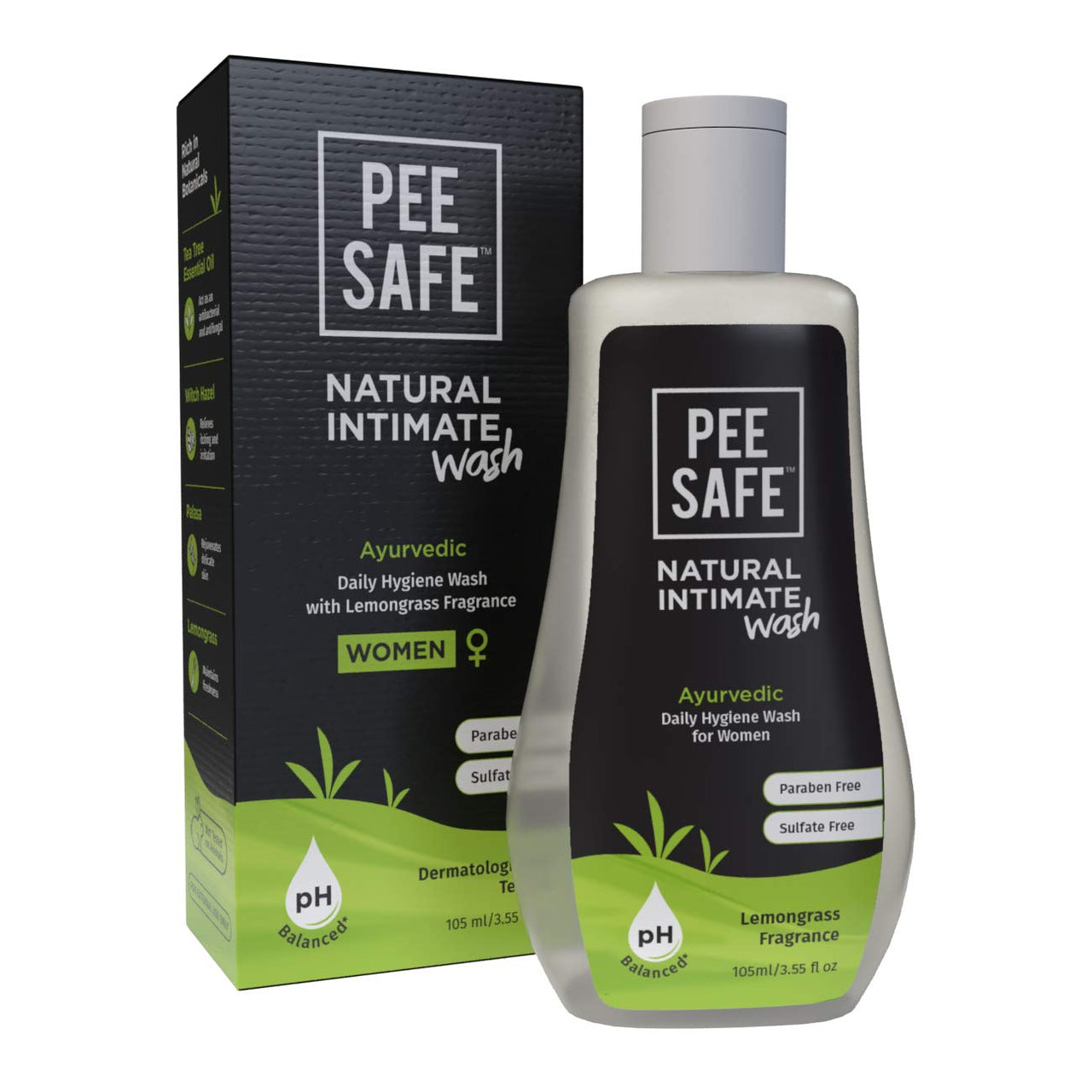 PEESAFE Natural Intimate Wash For Men | Lemongrass Fragrance | 100Ml & Pee Safe Natural Intimate Wash For Women | Lemongrass Fragrance | 105Ml