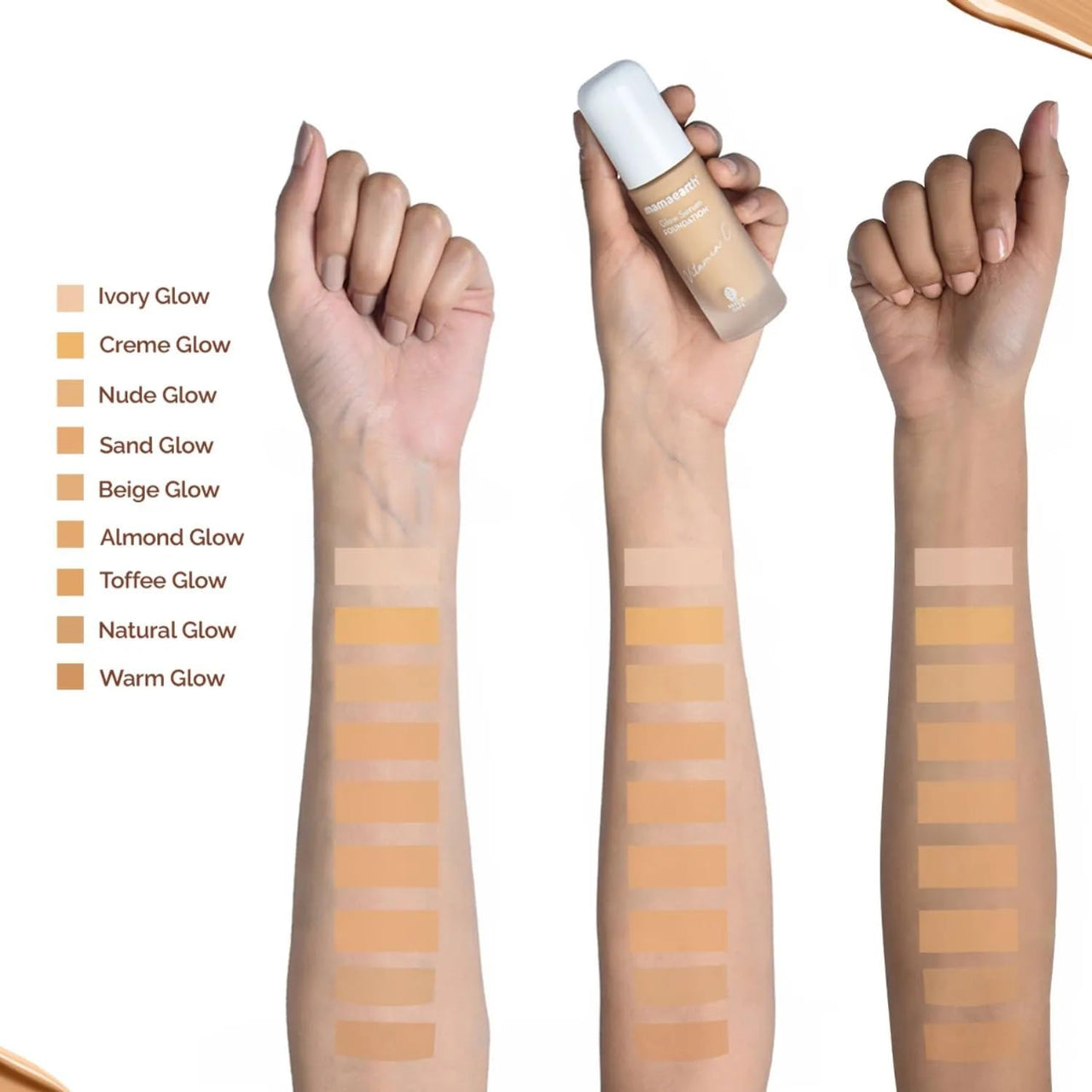 Mamaearth Glow Serum Medium Foundation Dewy With Vitamin C & Turmeric For 12-Hour Long Stay - 01 Ivory Glow - 30 Ml, Normal