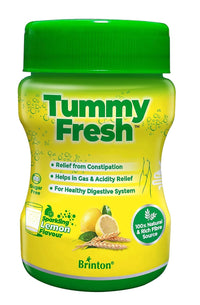 Brinton Tummy Fresh To Relief From Constipation, Gas & Acidity | Improves Digestion | Soluble Isabgol | Effervescent | Zesty Lemon Flavour (Sugar-Free) - 100g