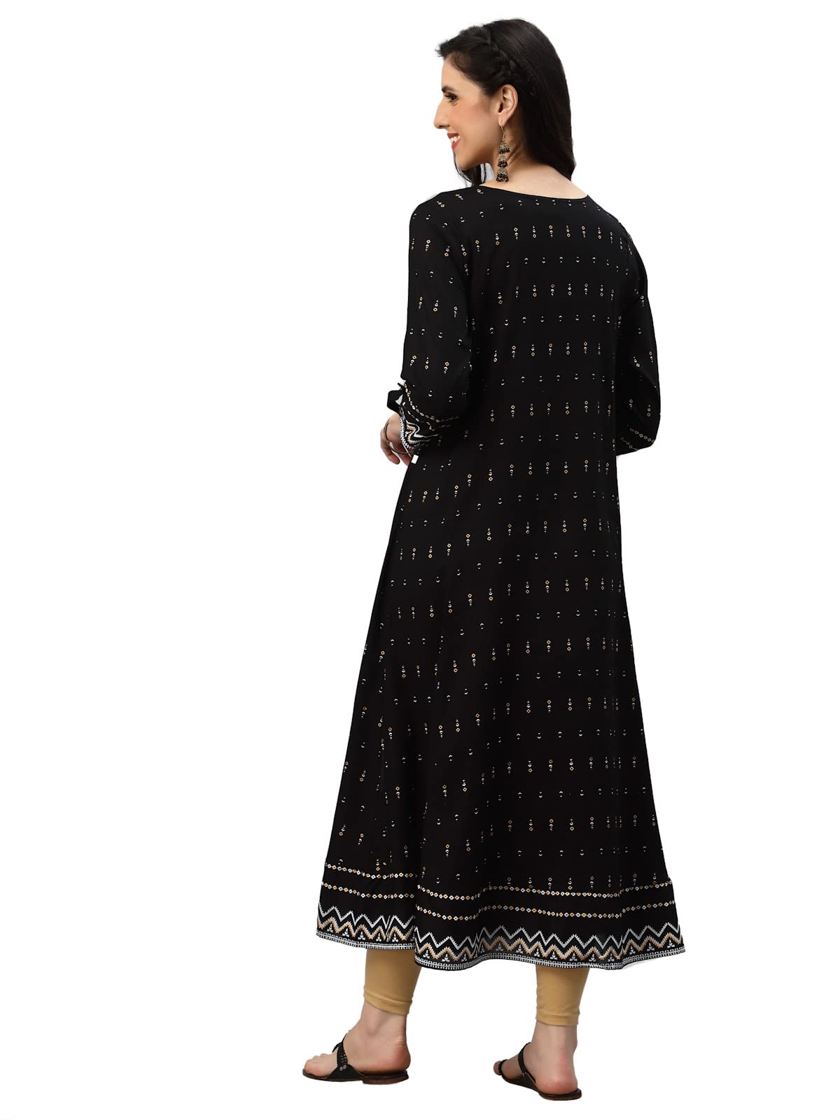 Yash Gallery Women's  Rayon Geometric Printed Anarkali Kurta for Women