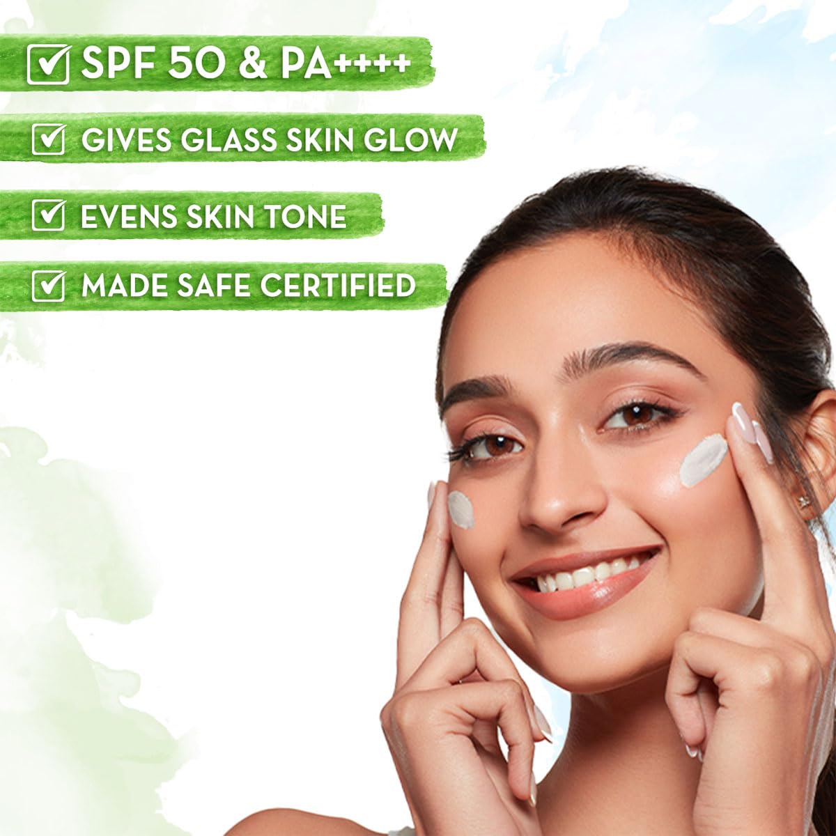 Mamaearth Rice Water Dewy Sunscreen with SPF 50 & PA++++ | UVA & UVB Protection | Tan Protection | Gives Glass Skin Glow | No White Cast | For All Skin Types | 80 g