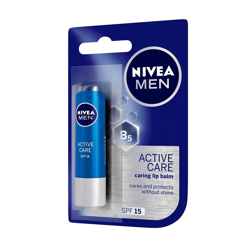 NIVEA Men Lip Care, Active Care Lip Balm, SPF 15, 4.8g And NIVEA Lip Balm, Soft Rose, 4.8g