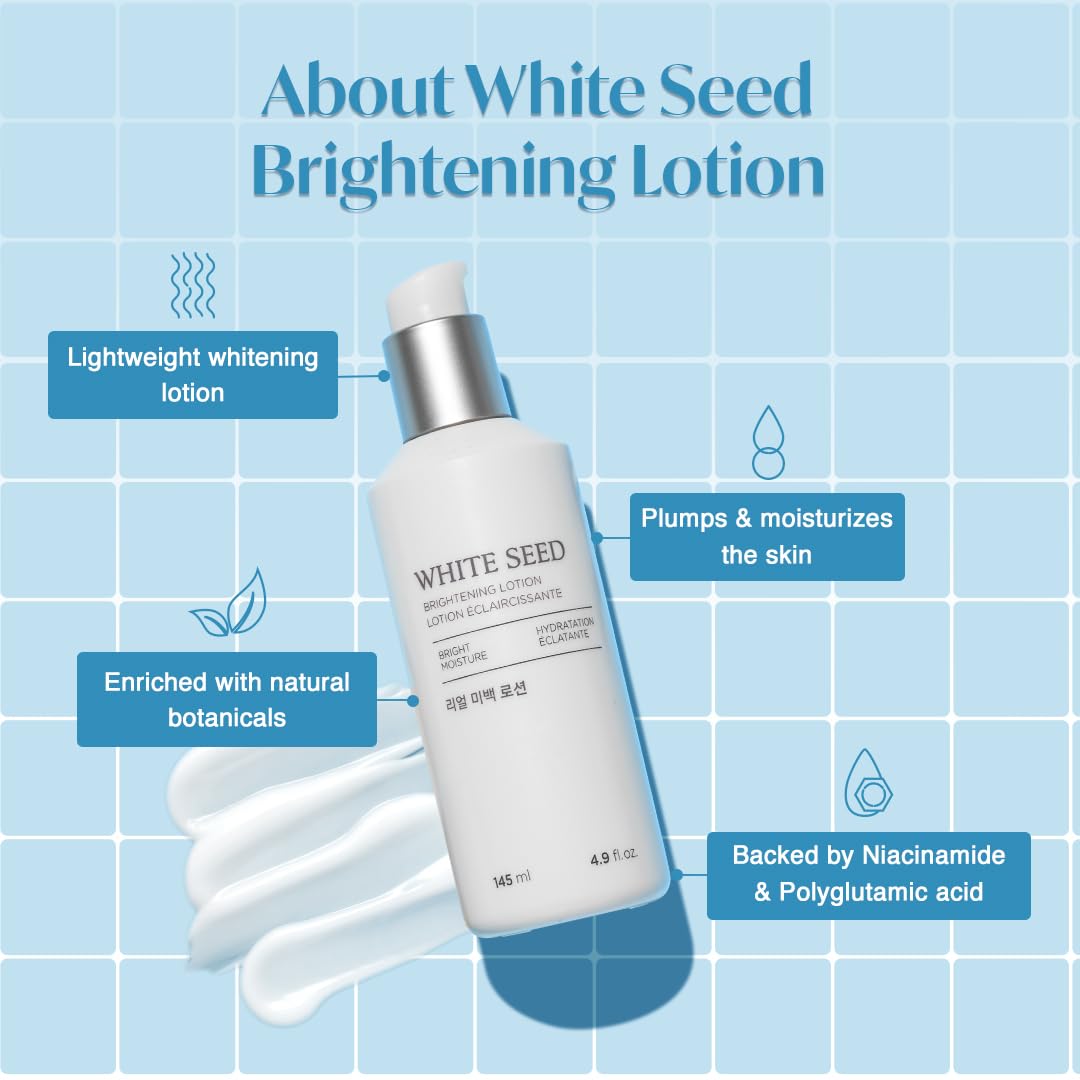 The Face Shop White Seed Brightening Face Lotion with Niacinamide & Vitamin B | For Dark Spots, Dullness & Acne Scars| Suitable for Normal, Oily, Dry, Combination Skin | Sulphate & Paraben Free, 145ml