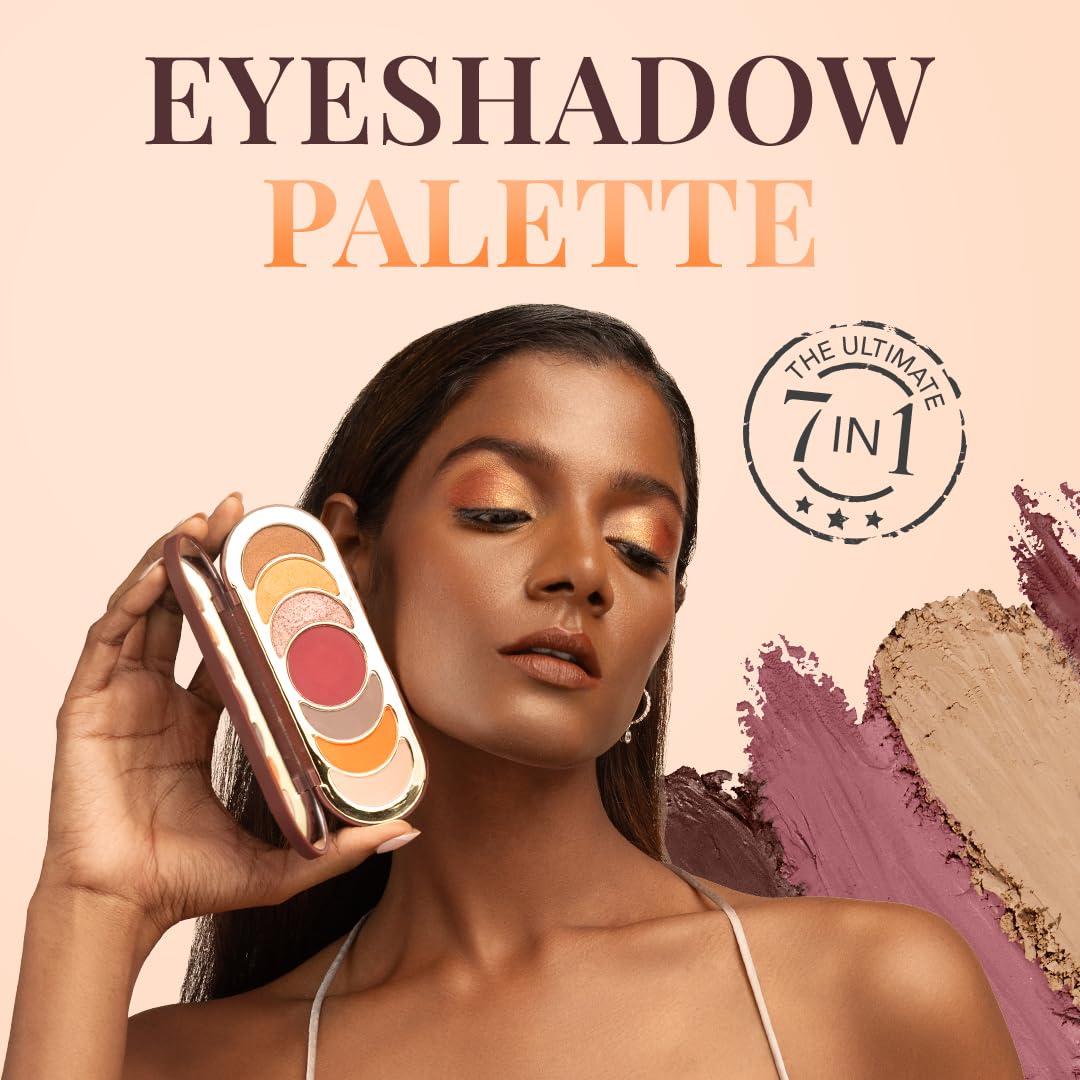 Lovechild Masaba Hyper-Blend Eyeshadow Palette,7-In-1 Matte & Shimmer Colors(Star Rush),Intense Pigment,Blendable,Infused With Vitamin E & Jojoba Oil,Travel Friendly Eye Makeup,11 G,Multicolour