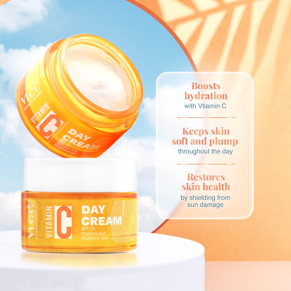 VLCC Vitamin C Day Cream SPF 30-50g - Protects, Boost Collagen, and Brightens Skin | With 15% Vitamin C, Vitamin E, Green Tea, and Mulberry Extracts.