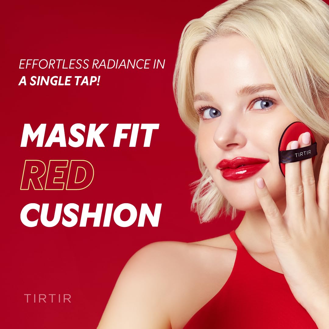 TIRTIR Mask Fit Red Cushion Foundation | Full coverage, Skin fit, Satin Glow Finish | Korean Cushion Foundation #34W TOFFEE | 18g