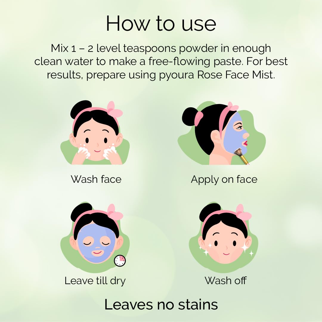 PYOURA Acne Clear Skin Neem Powder, Dark Spot Pigmentation Face Pack, Pure Hygienically Dried Powdered Leaves, Natural Ayurvedic Herbal Mask, No Preservatives Added, 200 g (2 Packs of 100 g Each)