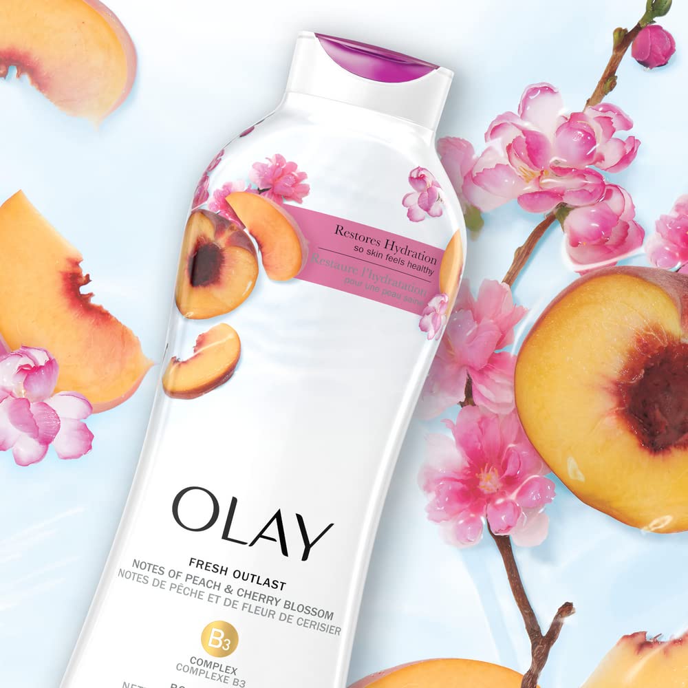 Olay Fresh Outlast Body Wash Peach & Cherry Blossom, 22 fl oz/650ml