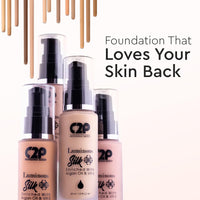 C2P Pro Luminous Silk Liquid Foundation For Women Face Makeup LIGHT 04, 30 ml | High Coverage For Dry Oily Combination Natural Glowing Skin | Waterproof Long Lasting | Argan Oil & Vitamin E