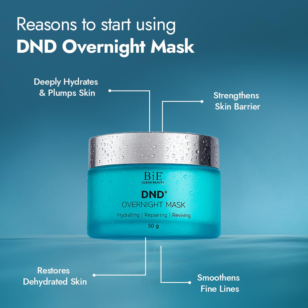 BiE DND Overnight Face Mask | With Ceramides & Bakuchiol For Skin Hydration | Collagen-boosting, Plumps Skin & Smooths Fine Lines | Non - Sticky Sleeping Mask | 50g