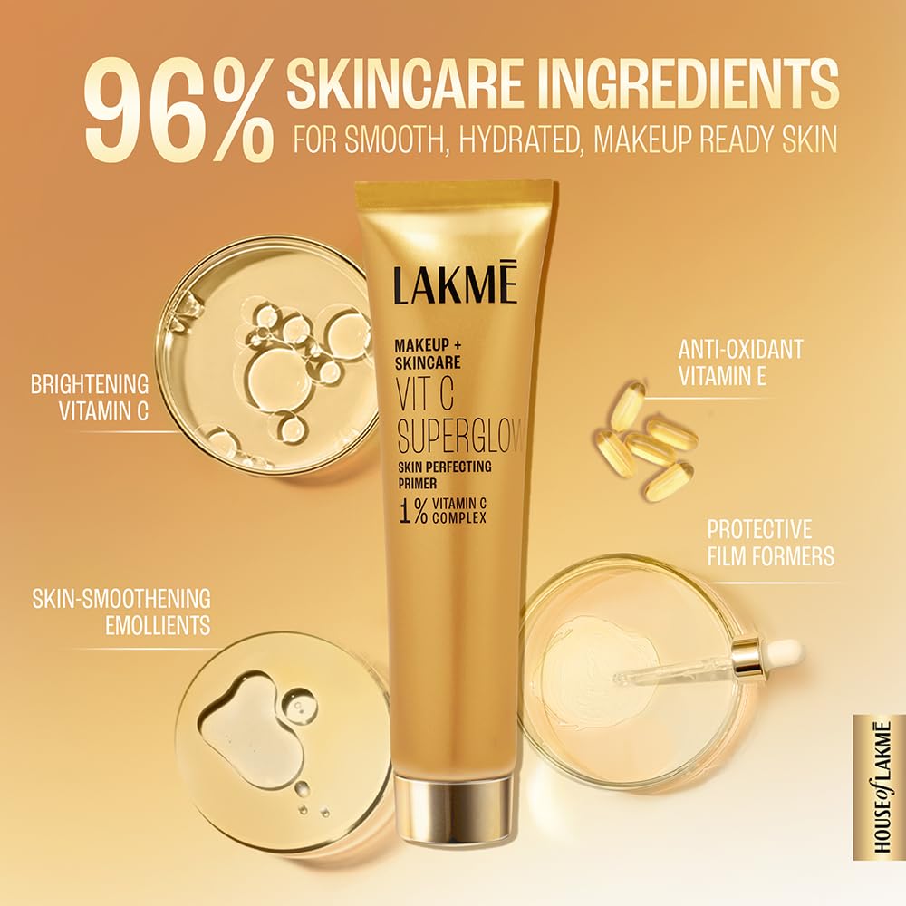 Lakmé Makeup+Skincare VitC Superglow Skin Perfecting Primer 30ml