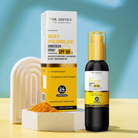 Dr. Sheth's Haldi & Hyaluronic Acid Sunscreen Spray|Spf 50+ Pa++++|Lightweight, Non-Greasy|24 Hours Hydration, Non-Comedogenic|For Men & Women|Benzophenone Free|Mess-Free|100Ml|For All Skin Types