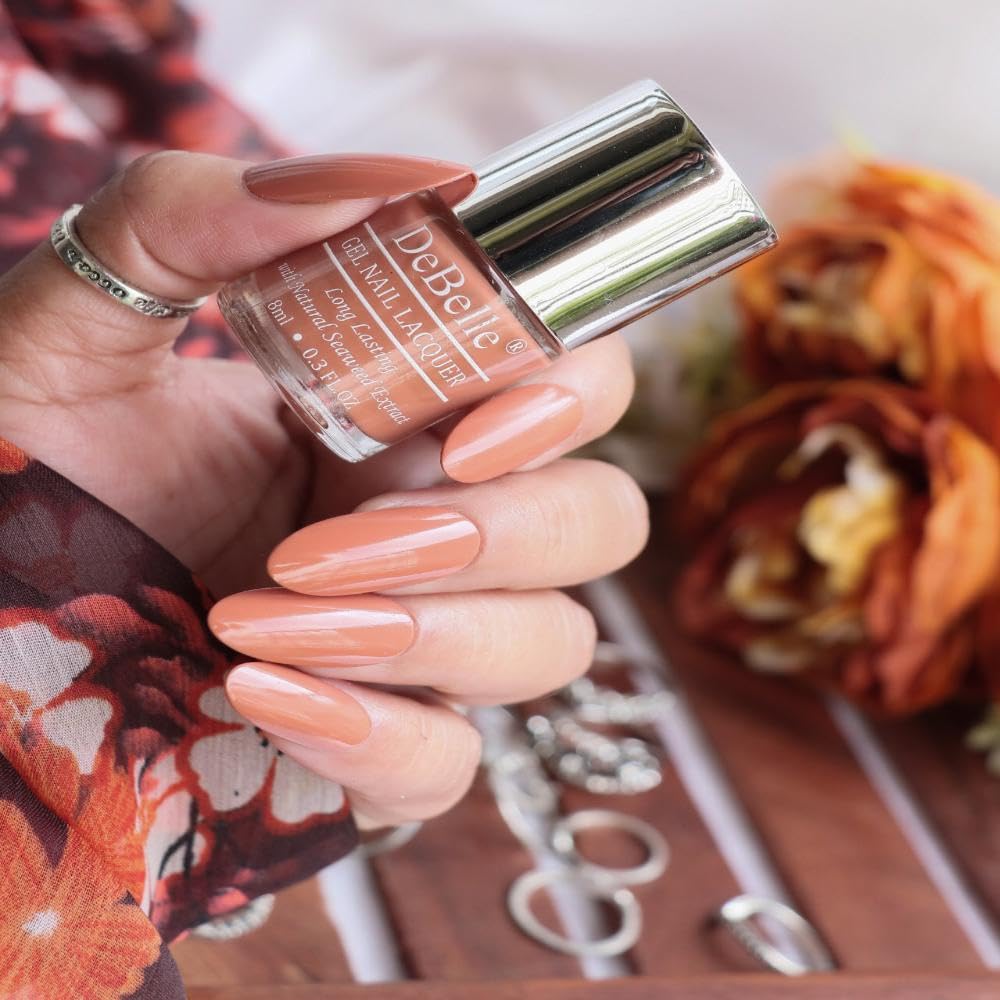 DeBelle Gel Nail Lacquer Maple Tan (Tan Brown) 8ml Enriched With Natural Seaweed Extract, Cruelty Free, Toxic Free (Glossy Finish)