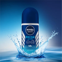 NIVEA MEN Fresh Active 50ml Deo Roll On | With Fresh Ocean Extracts| 72 H Freshness| 0% Alcohol | Dermatologically Approved & Paraben Free Formula (Pack of 3)