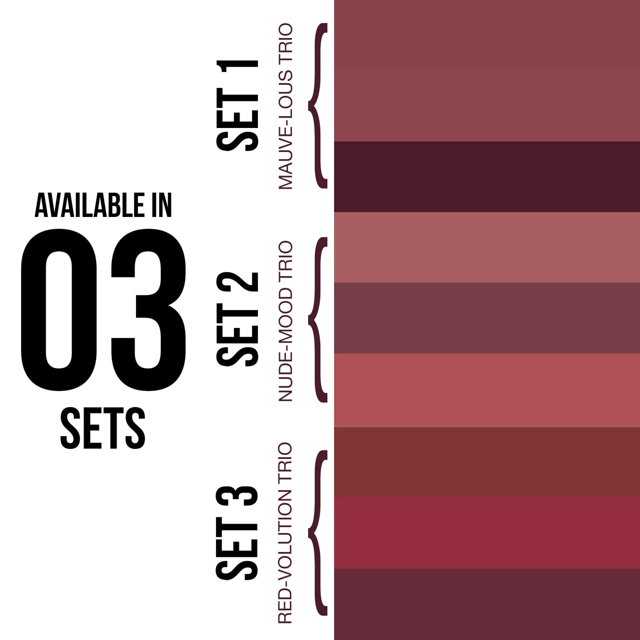 Hilary Rhoda Matte Trio Lipstick | Matte Finish & Long Lasting Lipstick | Pack of 3 Lipsticks | Highly Pigmented & Glides Smoothly | Vegan & Cruelty-Free - (Red-volution Trio, 3g x 3U)