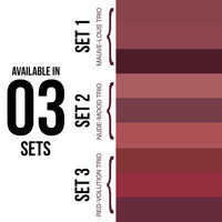 Hilary Rhoda Matte Trio Lipstick | Matte Finish & Long Lasting Lipstick | Pack of 3 Lipsticks | Highly Pigmented & Glides Smoothly | Vegan & Cruelty-Free - (Red-volution Trio, 3g x 3U)