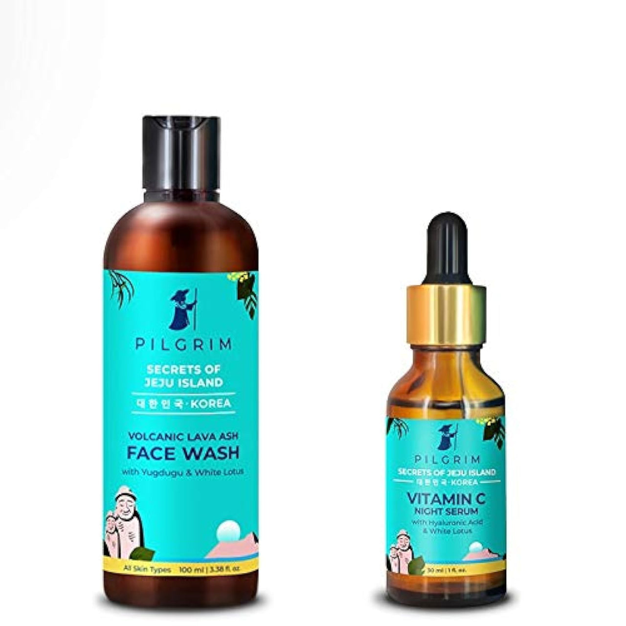 Pilgrim Mild Face Wash Cleanser for Deep Pore Cleansing, Oil Control, Pollution Defence, Sulphate Paraben Free, Dry, Oily and Acne Skin, Korean Beauty Secrets (Face Wash + Night Serum)