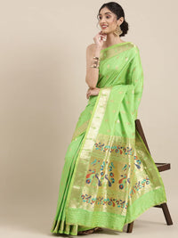 Pandadi Saree Women's  Paithani Silk Saree With Blouse Piece