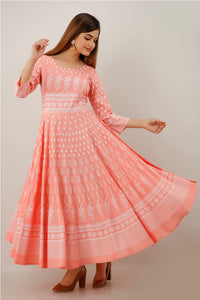 Lee Moda Kurti Rayon Printed Anarkali Kurta for Women and Girls Pink