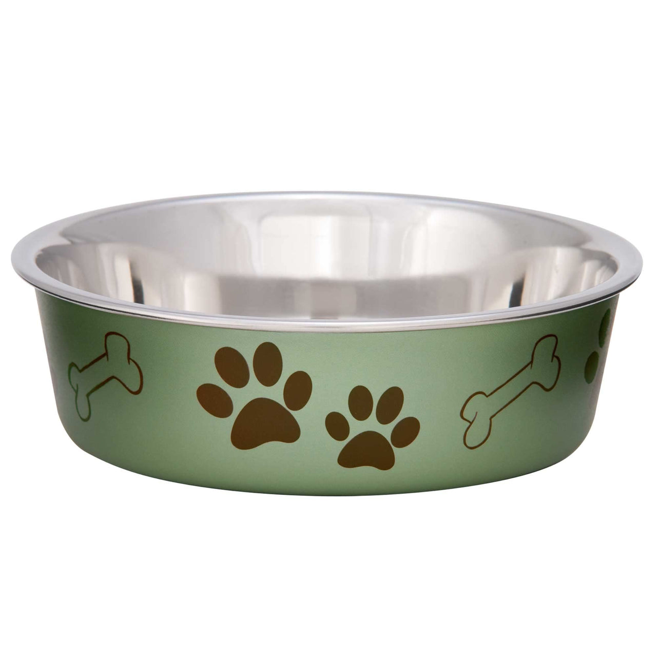 Loving Pets - Bella Bowls - Dog Food Water Bowl No Tip Stainless Steel Pet Bowl No Skid Spill Proof (Large, Artichoke Green) Large