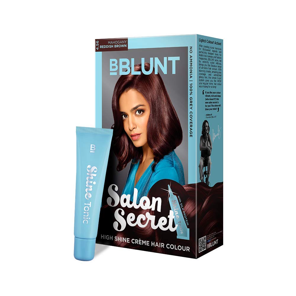 BBLUNT Salon Secret High Shine Crème Hair Colour, 100g - Mahogany Reddish Brown 4.56 (Pack of 1)
