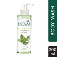 Biotique Almond Oil Ultra Rich Body Wash, Botanical Extracts, 200ml & Basil & Parsley Body Wash, Transparent, 200ml