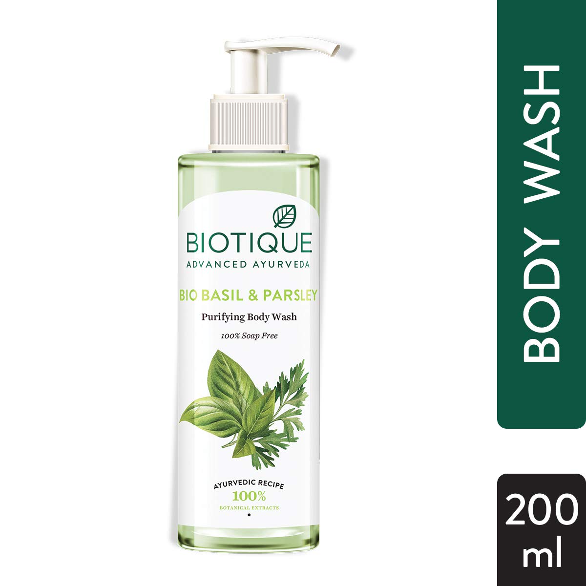 Biotique Basil & Parsley Body Wash, Transparent, 200 ml And Biotique Almond Oil Ultra Rich Body Wash, Botanical Extracts, 200 ml And Biotique Apricot Body Wash, Transparent, 200 ml