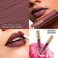 Lakmé Rouge Bloom Matte Lip Liquid, Matte Finish, longlasting for up to 14 hours, quick drying & transfer-proof, infused with vita rose for smooth & moisturised lips - Mocha Maiden