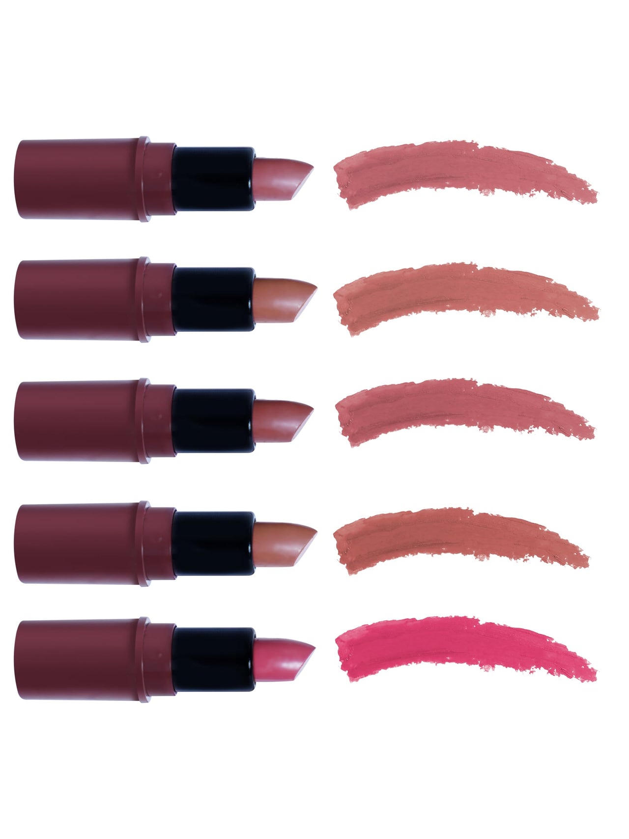 Recode Nude Blossom Matte Mini Bullet Lipstick Set Of 5(5 X 1.5 G)