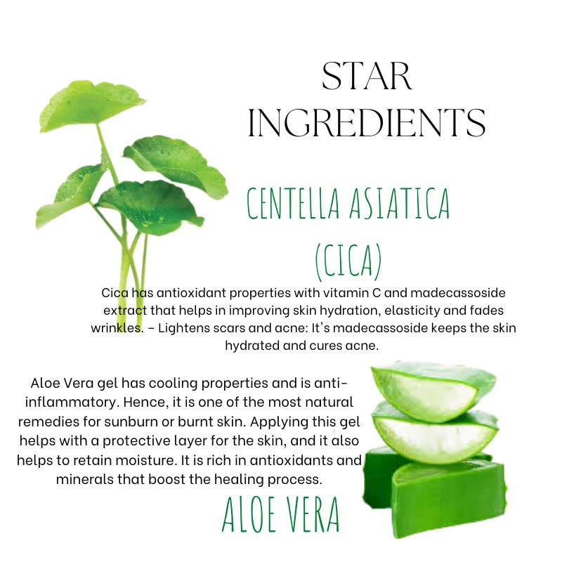 EcoBerry Centella Asiatica (CICA) Soothing Gel Cream | Acne Prone, Sensitive Skin, Moisturizer, Organic, Non Comedogenic, Paraben Free, Chemical Free, Cruelty Free, Mineral Oil Free, Preservative Free, Vegan