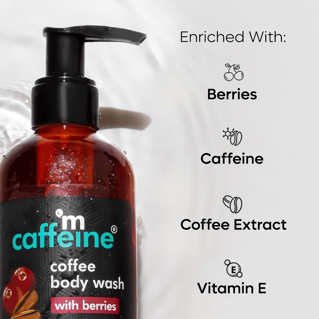 mCaffeine Coffee Body Wash with Berries - Value Pack of 2 | Sweet & Vibrant Berry Aroma | Vit C & E Rich Body Cleanser for Supple Skin | Shower Gel | Sulphate Free Shower Gel for Men & Women - 200 ml