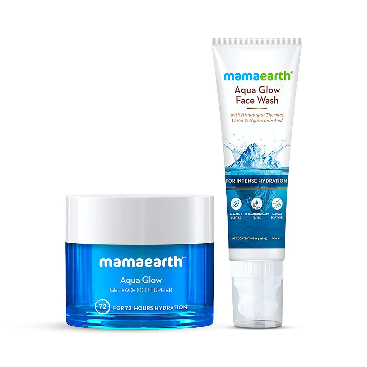 Mamaearth Aqua Glow Skin Refreshing Combo for Hydrated & Fresh Skin (Aqua Glow Face Wash 100ml + Aqua Glow Gel Face Moisturizer 100ml)