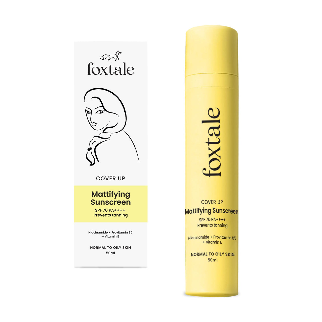 Foxtale SPF 70 Gel-Cream Sunscreen for Oily Skin | Oil Control Sunscreen with PA++++ & Niacinamide | UVA UVB Protection | Prevents Tan | Lightweight, Pore-minimising, No White Cast | 50ml