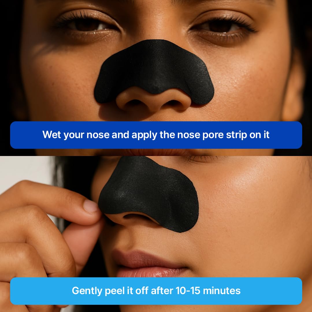 Sotrue Charcoal Nose Pore Deep Cleansing Strips | For Blackheads and Whiteheads Removal | Aloe vera Extract, Activated Charcoal | Pack of 4 Nose Strips