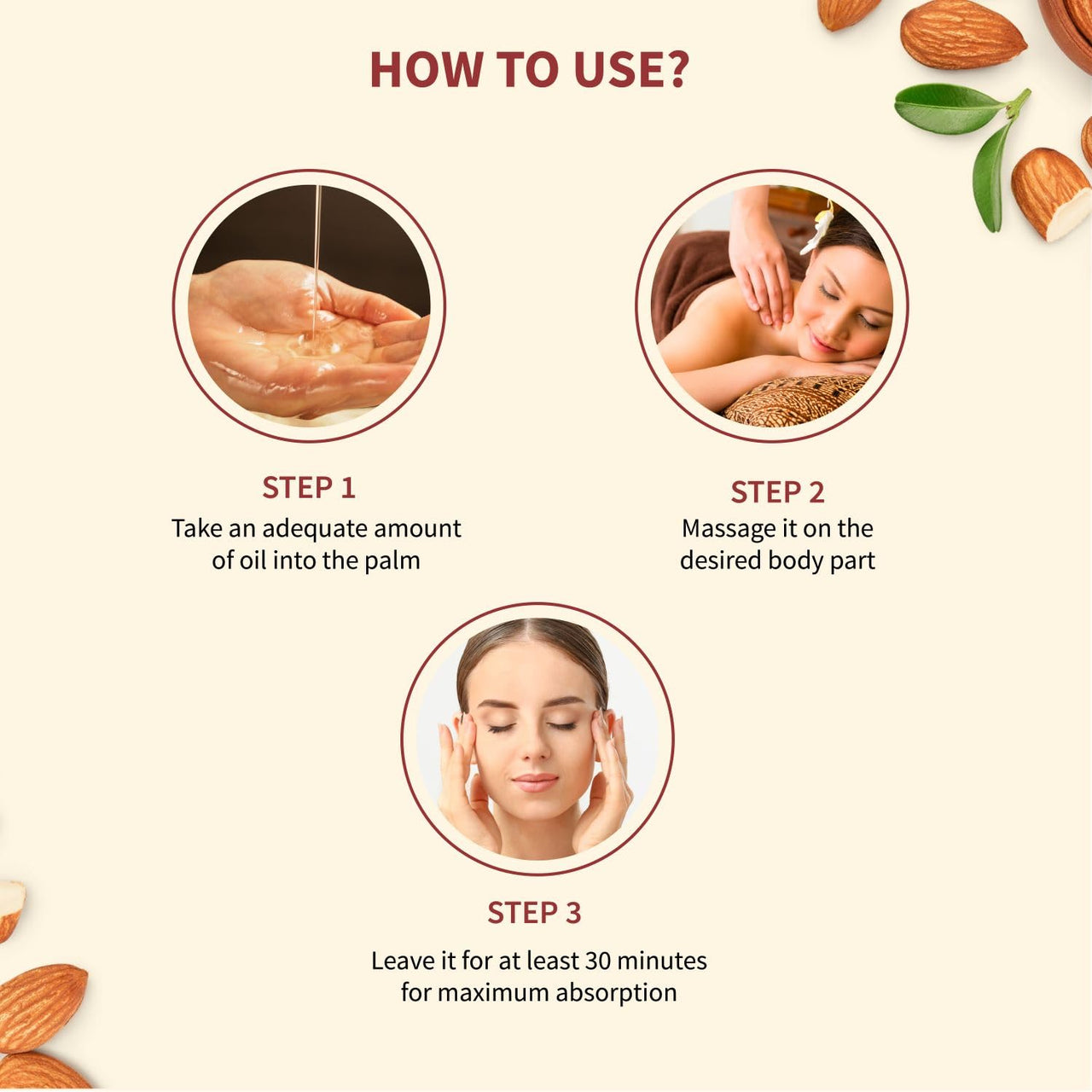 Ayouthveda Badam Taila | Pure & Natural Cold Pressed Kashmir Almond Oil | Massage Oil for Skin & Hair | Prevents Dandruff & Nourishes Hair & Scalp | Safe For Oral Use (Pack of 1, 100 ml)