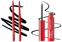 FACESCANADA Magneteyes Metallic Kajal Pencil - Black,0.35G (Pack Of 2) and FACES CANADA Magneteyes Eyeliner - Black, 3.5ml