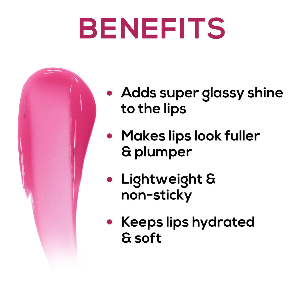 RENEE Hot Lips -Pink Lip Gloss | High-Glossy Shine | Enriched with Vitamin E | Lightweight | Non Sticky | Hydrating Formula | 4.5ml