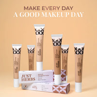 Just Herbs Serum ACNE-PRONE Skin Type Foundation for Face Makeup with SPF30+ Dewy Finish Full Coverage Foundation20 ml (Natural) & Tinted Lip Balm 4 g (Cherry) Combo