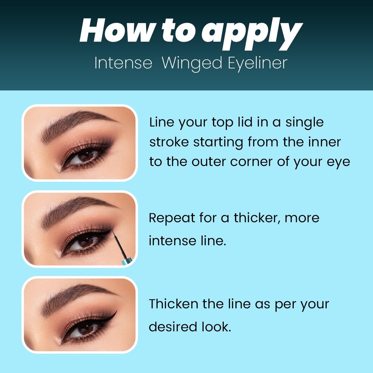 Shryoan Cool As Ice Eyeliner| Long Lasting With Easy Application, Waterproof & Smudge Proof With Matte Finish For Bold Eye Look (6ml) (Black)