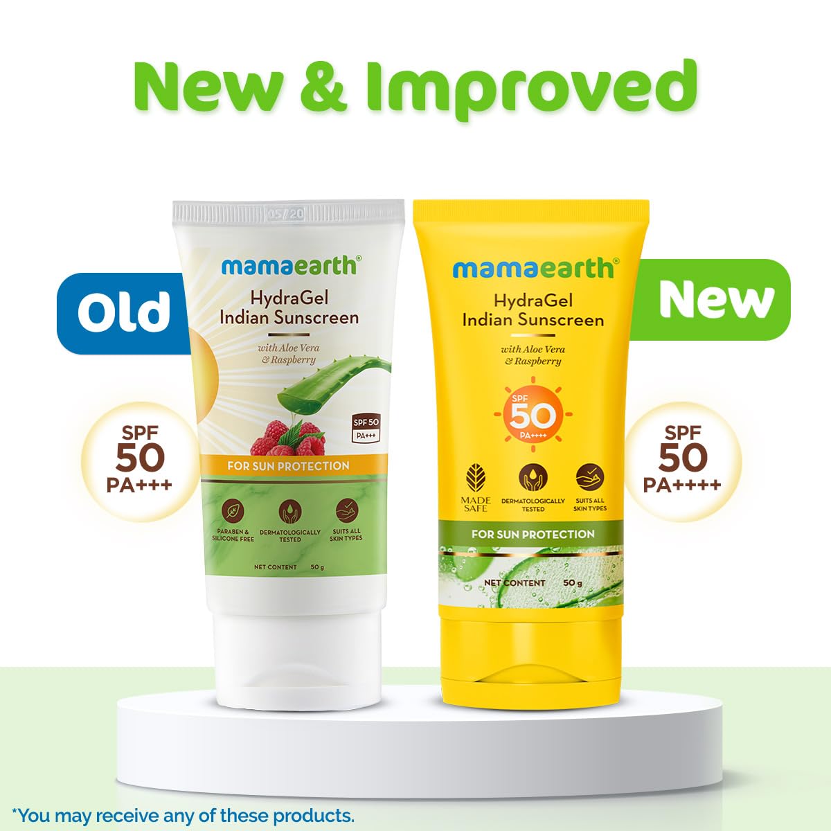 Mamaearth HydraGel Indian Sunscreen with Aloe Vera and Raspberry for Sun Protection | SPF 50 & PA++++ Protection | Shields from UVA & UVB Rays | Tan Protection | Non-Sticky & Light | 50 g