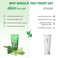 Ayouthveda Aloe Vera Gel 150 gm for Face, Body & Hair | Aloe Vera Skin/Hair Gel With Neem & Tulasi Vitamin Extracts | Calms Sunburn & Promotes Even Skin Tone (Pack Of 3;150ml each)