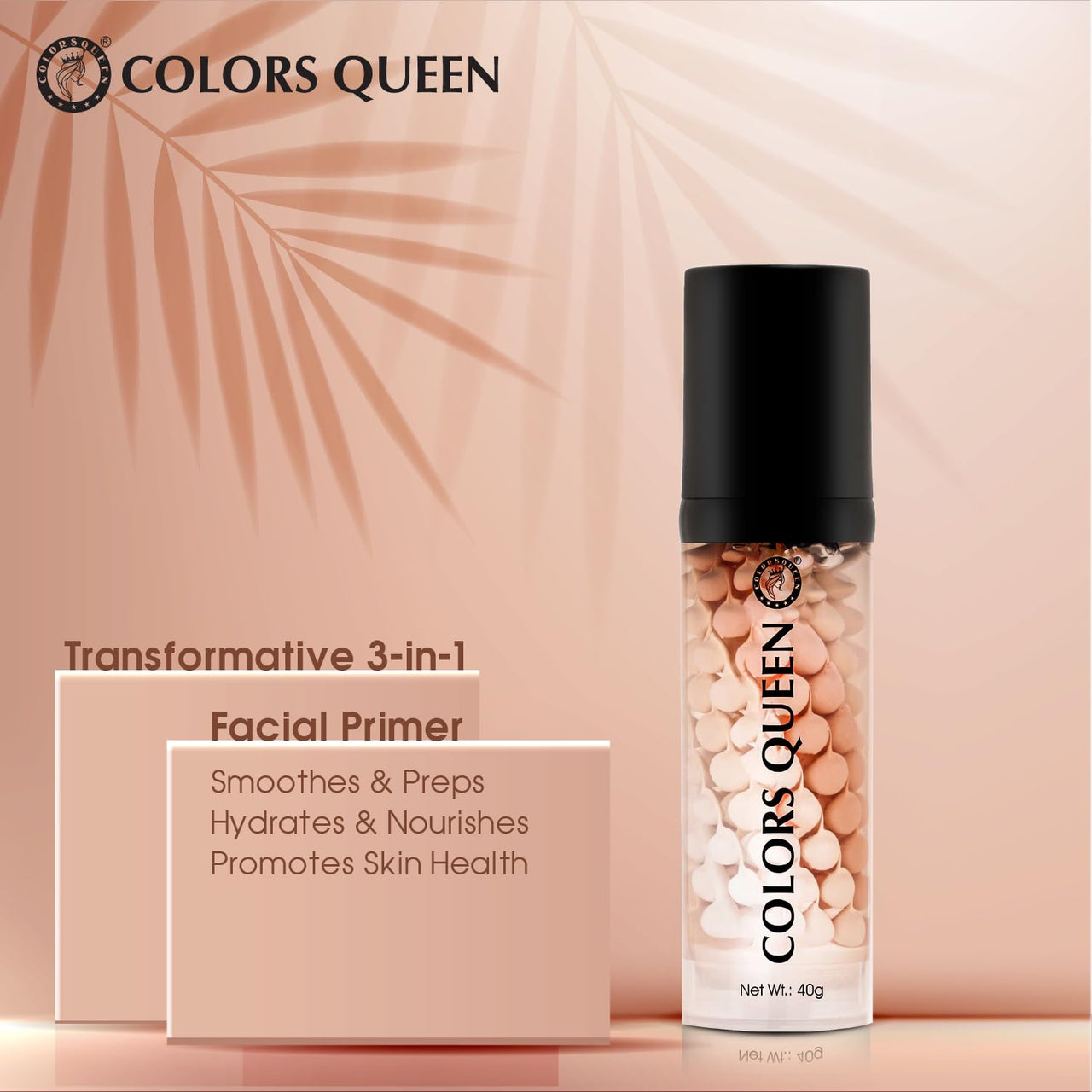 Colors Queen 3 in 1 Facial Primer | Lightweight, Long Lasting & Highly Moisturizing Formula | Long Lasting Dewy Primer for Face Makeup - 40g (01)