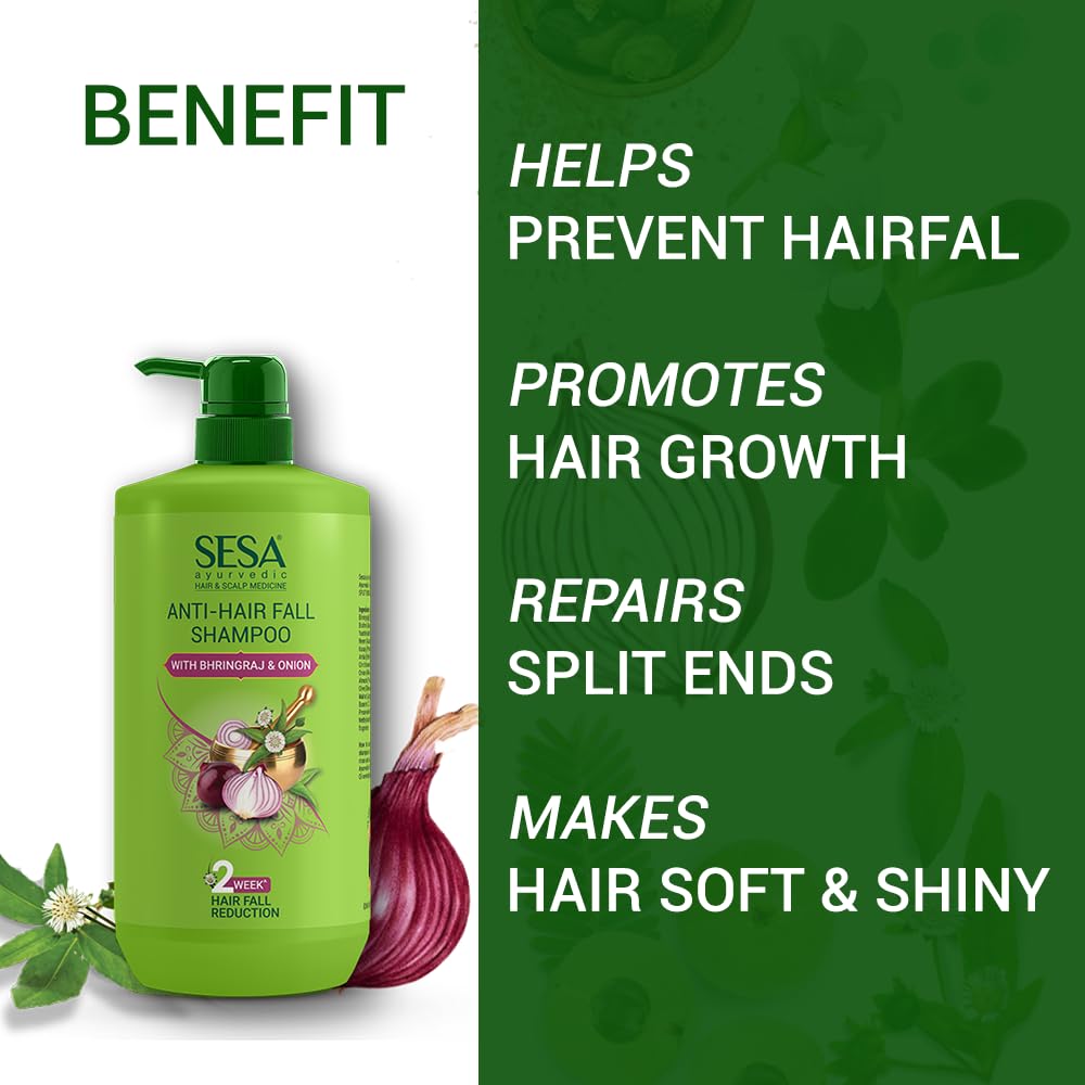 SESA Ayurvedic Anti Hairfall Shampoo For Dry And Frizzy Hair Reduces Hairfall Made With 6 Ayurvedic Herbs Paraben Free Shampoo - 1 L
