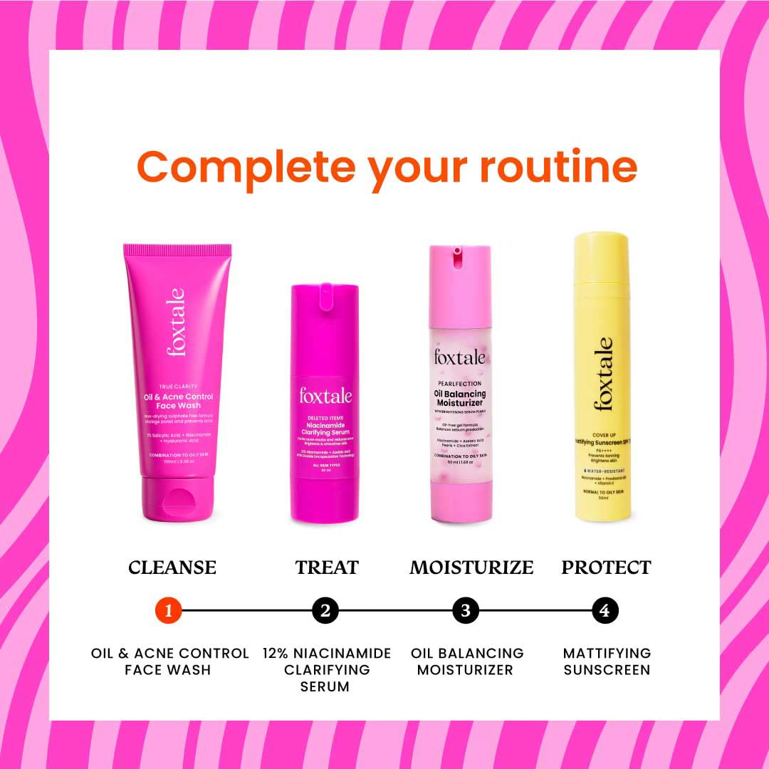 Foxtale Oil and Acne Control Face Wash | 2% Salicylic Acid + Niacinamide + Cica + Hyaluronic Acid | Fights Acne, Fades Marks, Controls Oil, Soothes Skin | Non-Drying Cleanser for Oily Skin