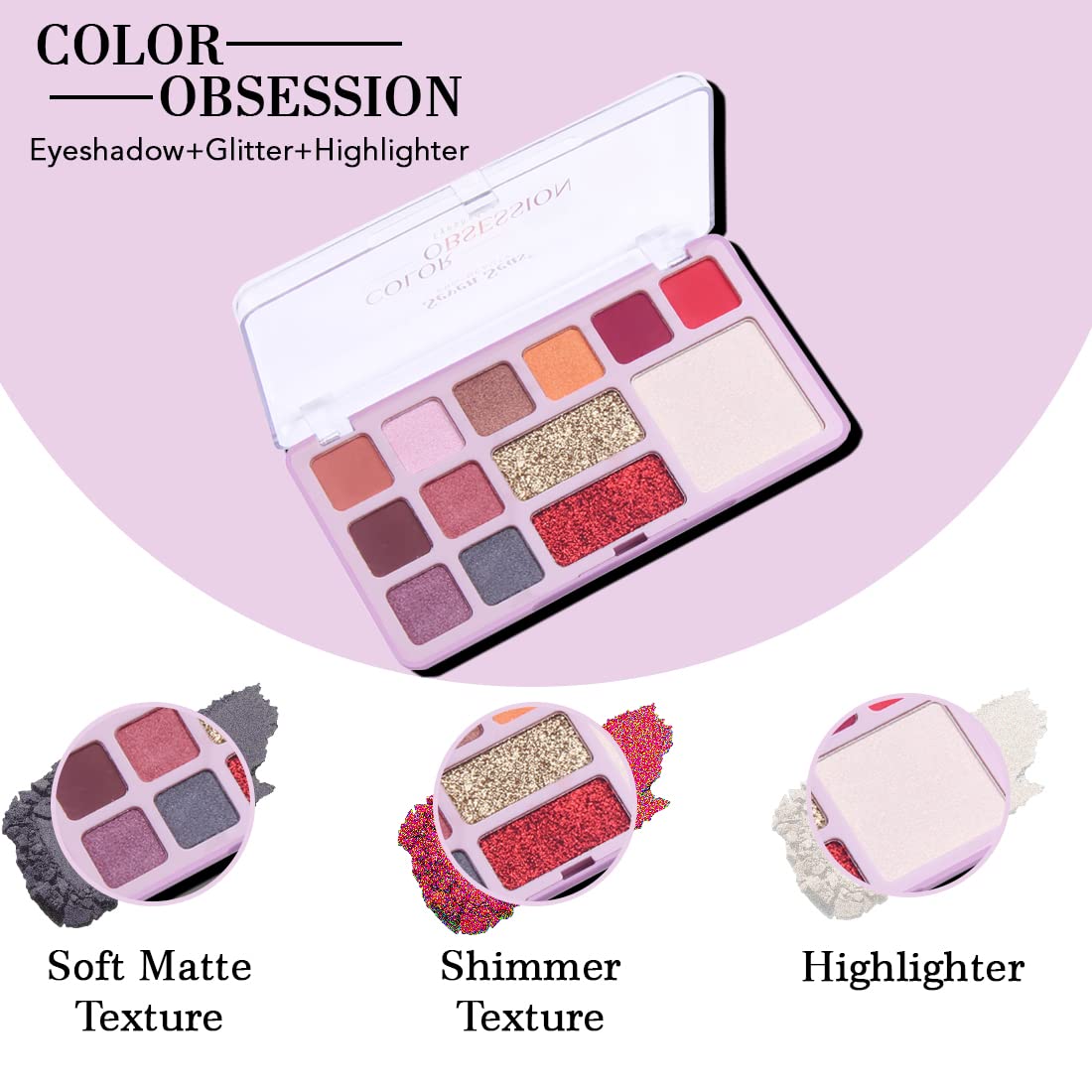 Seven Seas Color Obsession Eyeshadow 13 Colors Glitter With Shimmer Look (Natural)