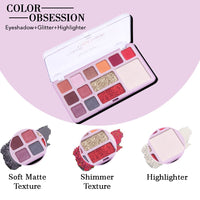 Seven Seas Color Obsession Eyeshadow 13 Colors Glitter With Shimmer Look (Natural)