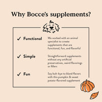 Bocce's  Bakery Probiotic Supplement for Dogs, Daily Chews, Made in The USA with with 7 Strains of Probiotics, Supports Digestion, Pumpkin & Sweet Potato, 60 ct, Orange (DG-SP-PRO60)
