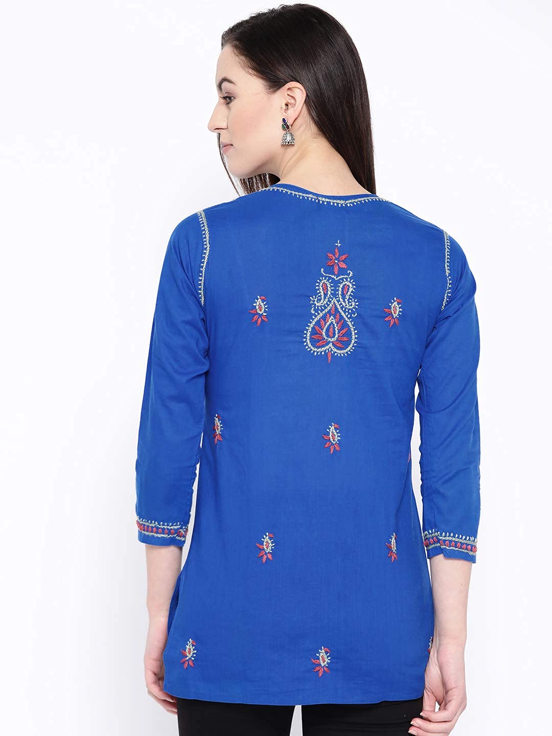 Ada Women's  Cotton Top Hand Embroidered Lucknowi Chikankari Tunic Kurti