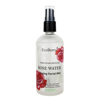 EcoBerry Pure Steam Distilled Rose Water Toning Facial Mist For Calming & Soothing Skin, Hydration, Light Moisturizer, Anti-Aging, Suits All Skin Types 100% Preservative Free & Natural, Vegan